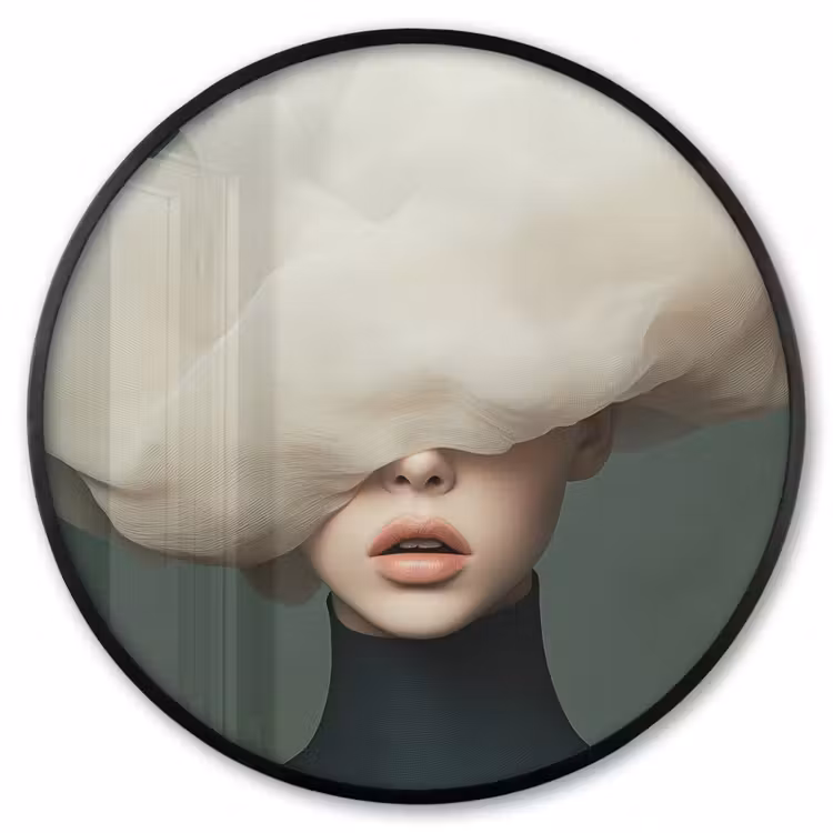 Ronde fotolijst - Hoed - Vrouw - Beige — 1