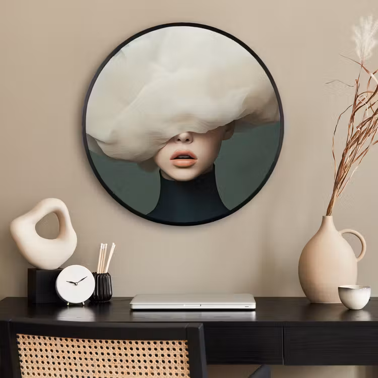 Ronde fotolijst - Hoed - Vrouw - Beige — 2