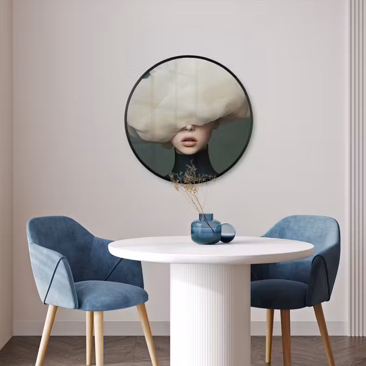 Ronde fotolijst - Hoed - Vrouw - Beige — 3