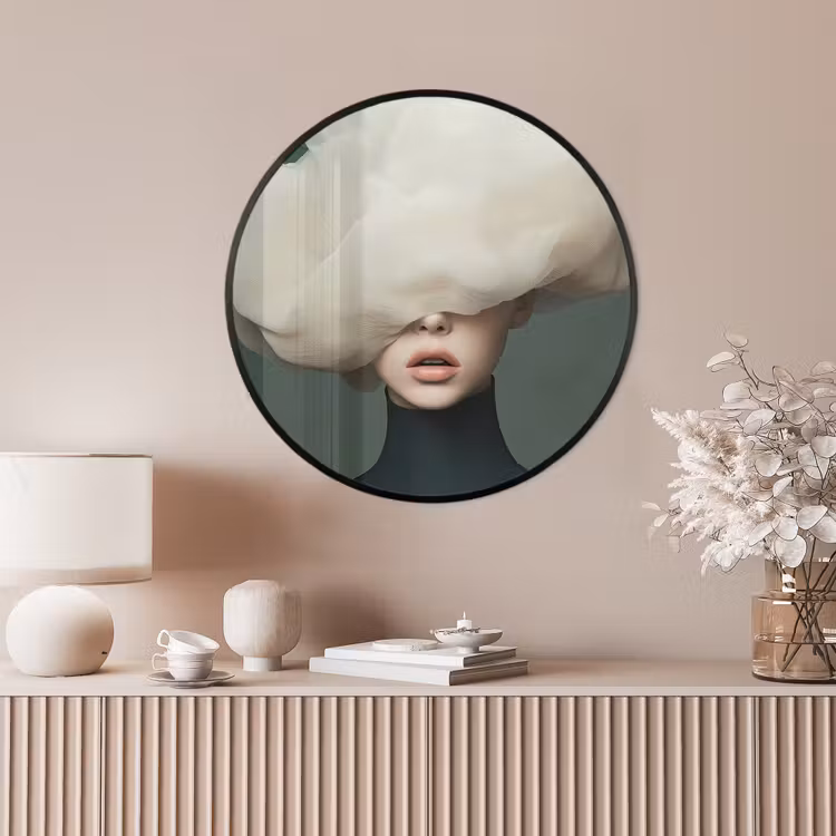 Ronde fotolijst - Hoed - Vrouw - Beige — 4