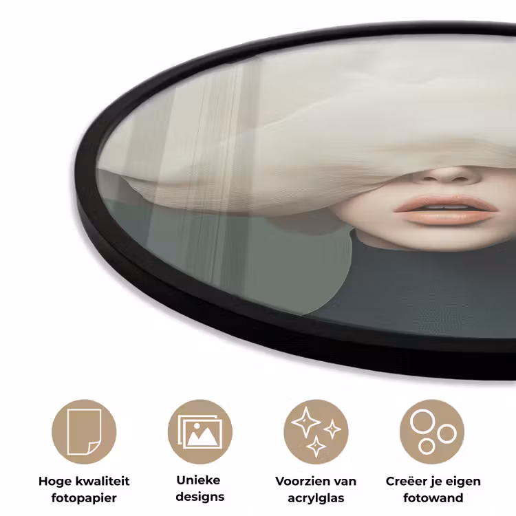 Ronde fotolijst - Hoed - Vrouw - Beige — 5
