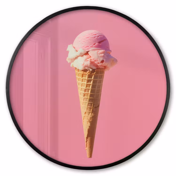 Ronde fotolijst - Hoorntje - Schepijs - Roze — 1