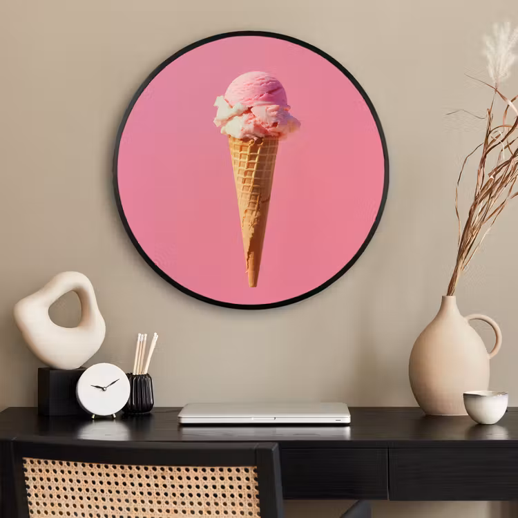 Ronde fotolijst - Hoorntje - Schepijs - Roze — 2