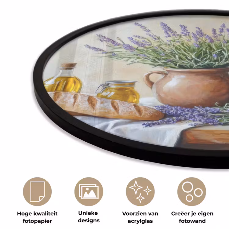 Ronde fotolijst - Lavendel - Brood - Stilleven — 5