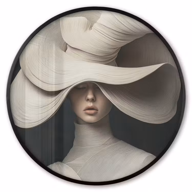 Ronde fotolijst - Modern - Vrouw - Hoed — 1