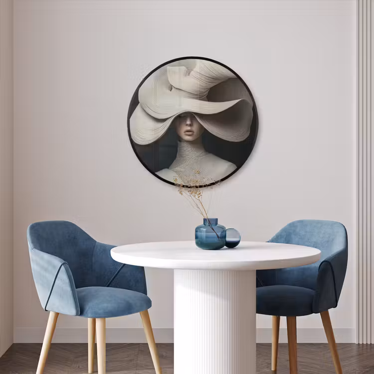 Ronde fotolijst - Modern - Vrouw - Hoed — 3