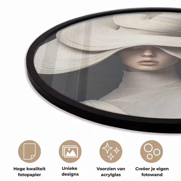 Ronde fotolijst - Modern - Vrouw - Hoed — 5
