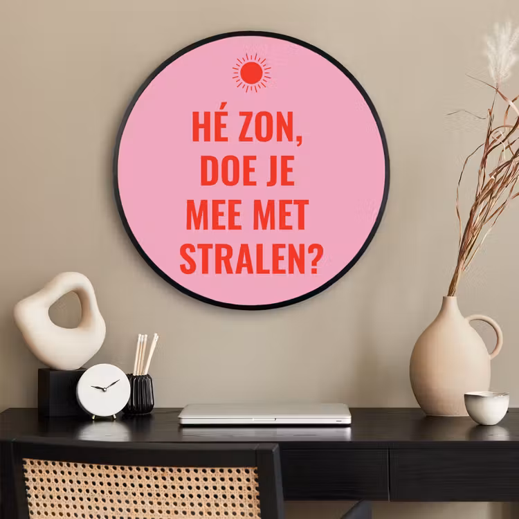 Ronde fotolijst - Roze - Zon - Quote — 2