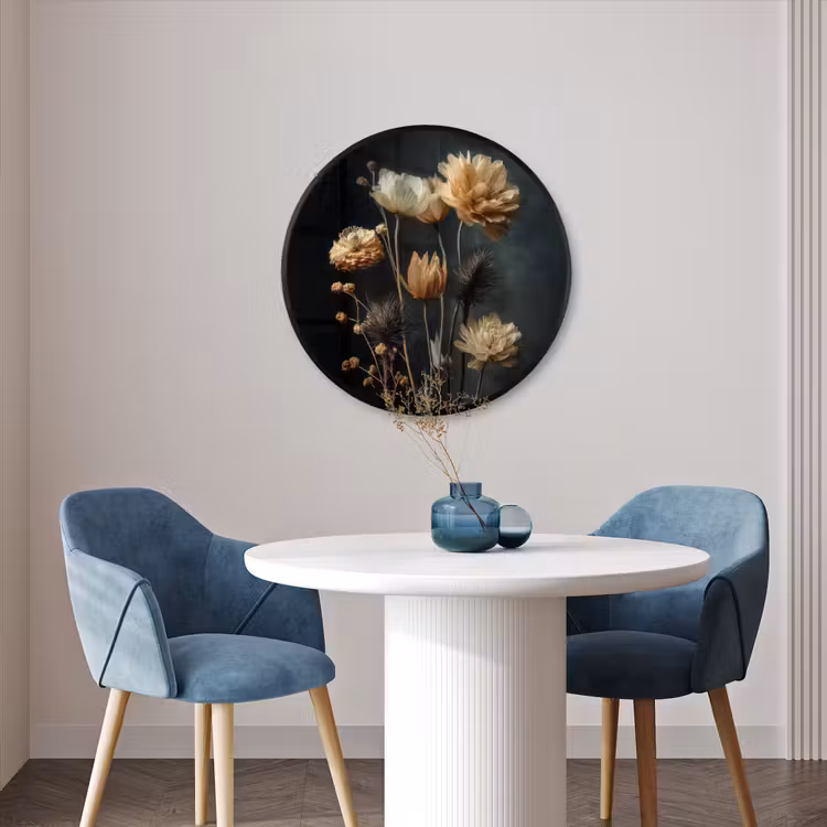 Ronde fotolijst - Boeket - Bloemen - Licht - Zwart — 3