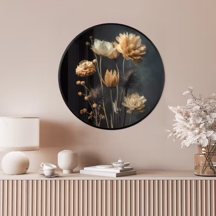 Ronde fotolijst - Boeket - Bloemen - Licht - Zwart — 4