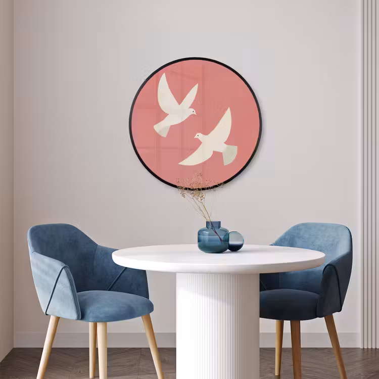 Ronde fotolijst - Duiven - Wit - Sierlijk — 3