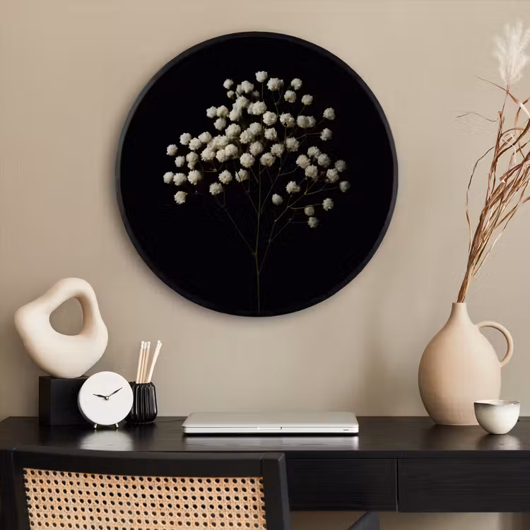 Ronde fotolijst - Gipskruid - Bloemetjes - Wit - Minimalistisch — 2