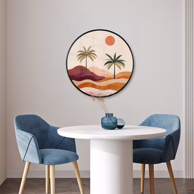 Ronde fotolijst - Palmbomen - Abstract - Zon - Heuvels — 3