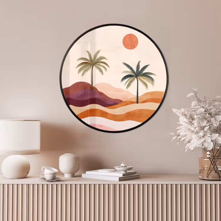 Ronde fotolijst - Palmbomen - Abstract - Zon - Heuvels — 4