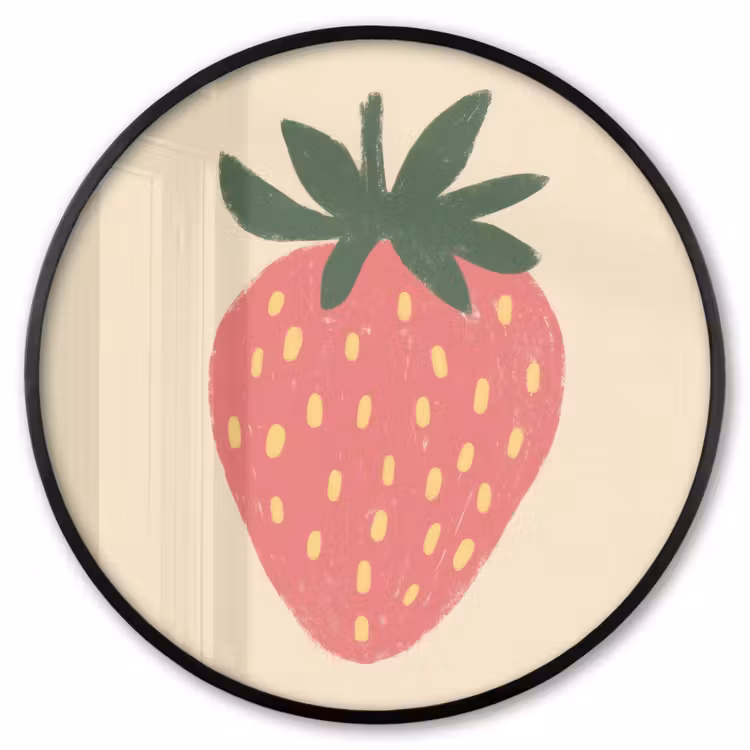 Ronde fotolijst - Aardbei - Minimalistisch - Rood - Fruit — 1