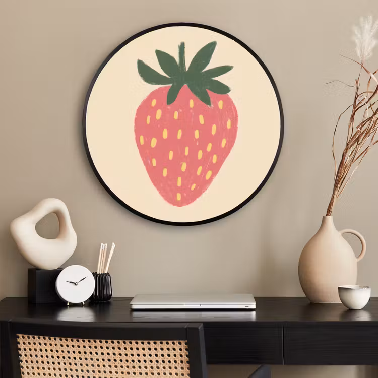Ronde fotolijst - Aardbei - Minimalistisch - Rood - Fruit — 2