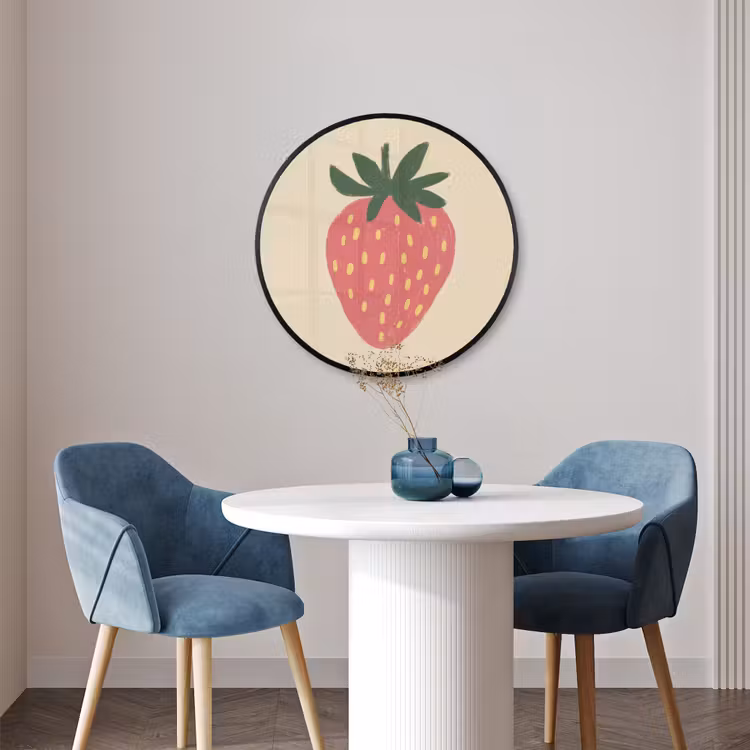 Ronde fotolijst - Aardbei - Minimalistisch - Rood - Fruit — 3