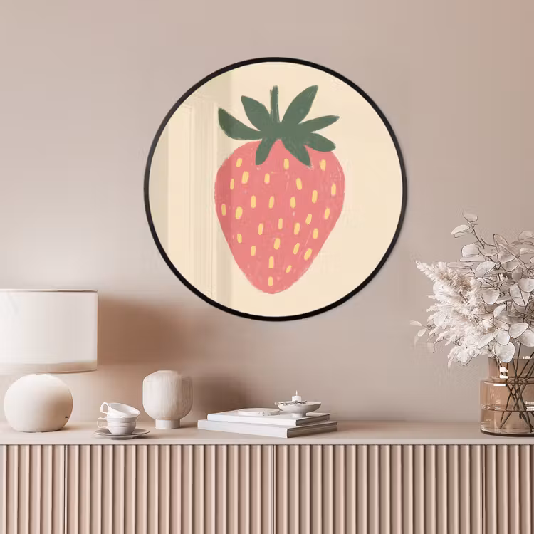 Ronde fotolijst - Aardbei - Minimalistisch - Rood - Fruit — 4