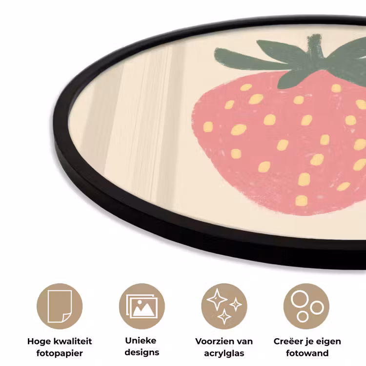 Ronde fotolijst - Aardbei - Minimalistisch - Rood - Fruit — 5