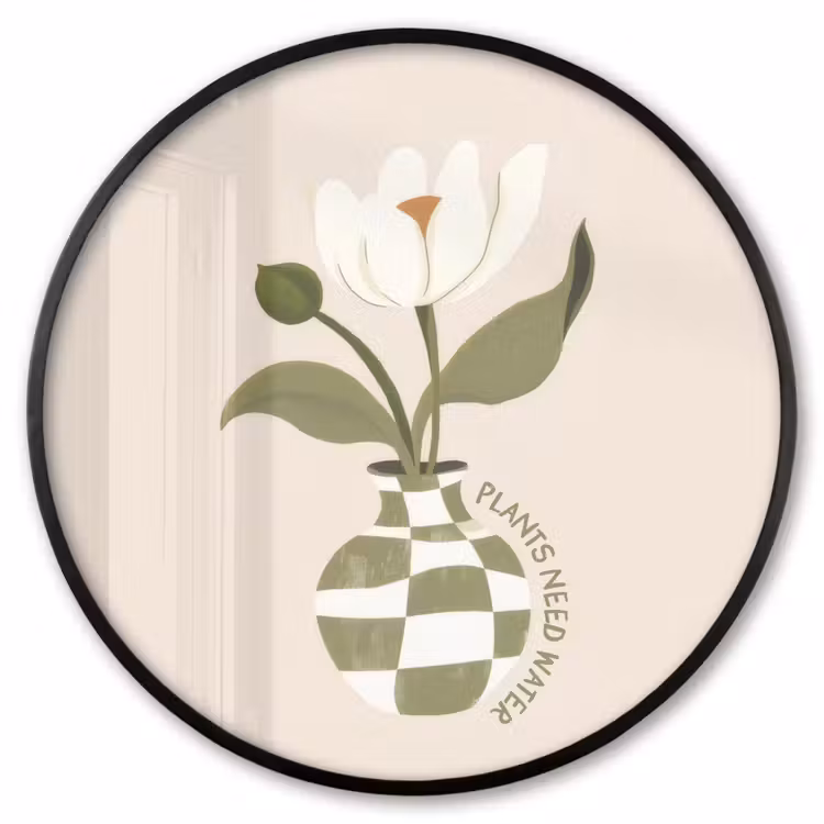 Ronde fotolijst - Bloem - Wit - Vaas - Quote — 1