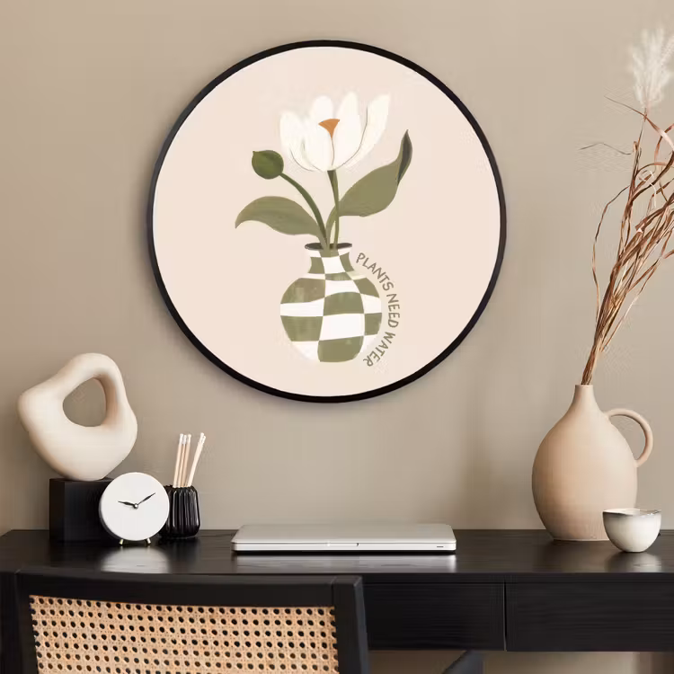 Ronde fotolijst - Bloem - Wit - Vaas - Quote — 2