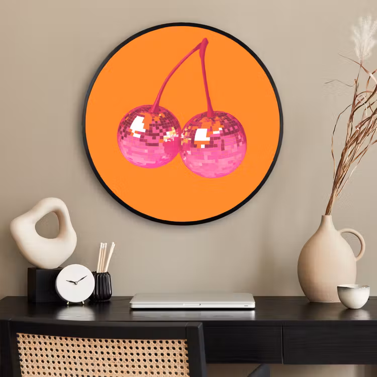 Ronde fotolijst - Discoballen - Kers - Spiegels - Roze — 2