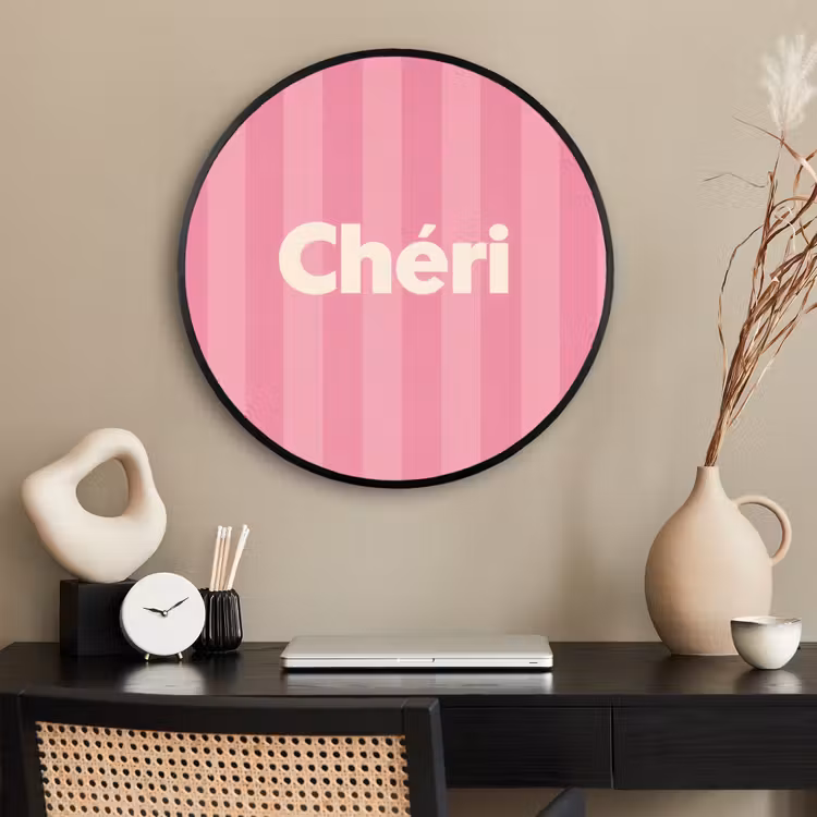 Ronde fotolijst - Gestreept - Roze - Chéri — 2