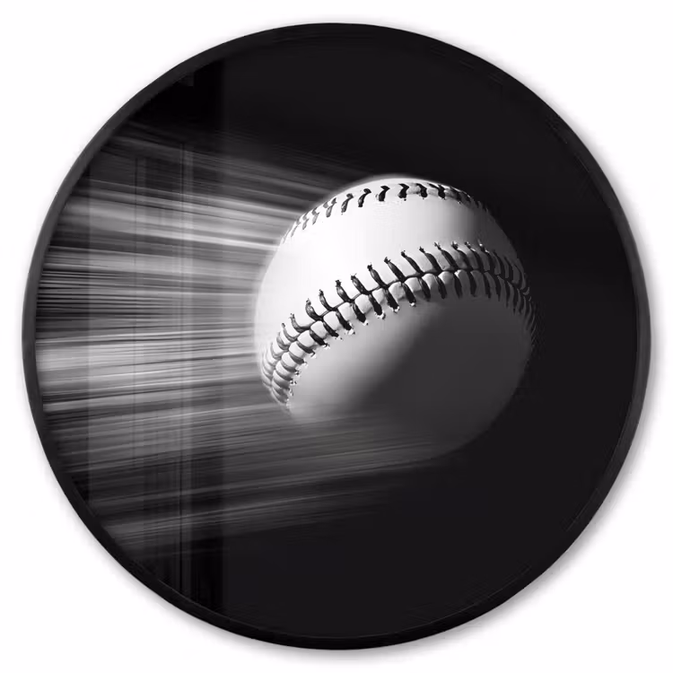 Ronde fotolijst - Honkbal - Wit - Vliegt — 1