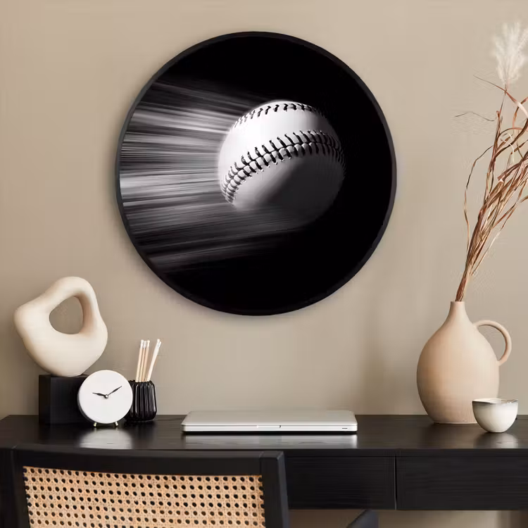 Ronde fotolijst - Honkbal - Wit - Vliegt — 2