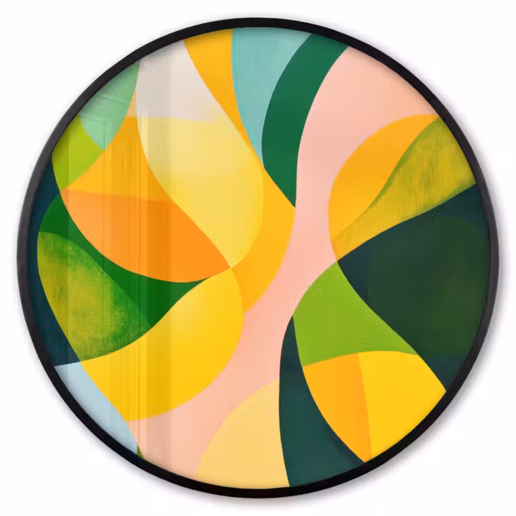 Ronde fotolijst - Abstract - Geel - Roze - Groen — 1