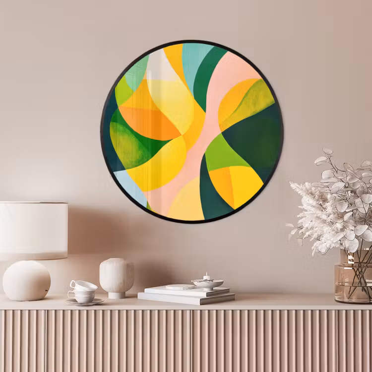 Ronde fotolijst - Abstract - Geel - Roze - Groen — 4
