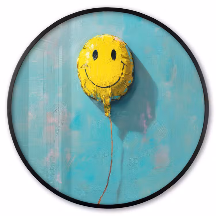 Ronde fotolijst - Ballon - Geel - Smiley — 1