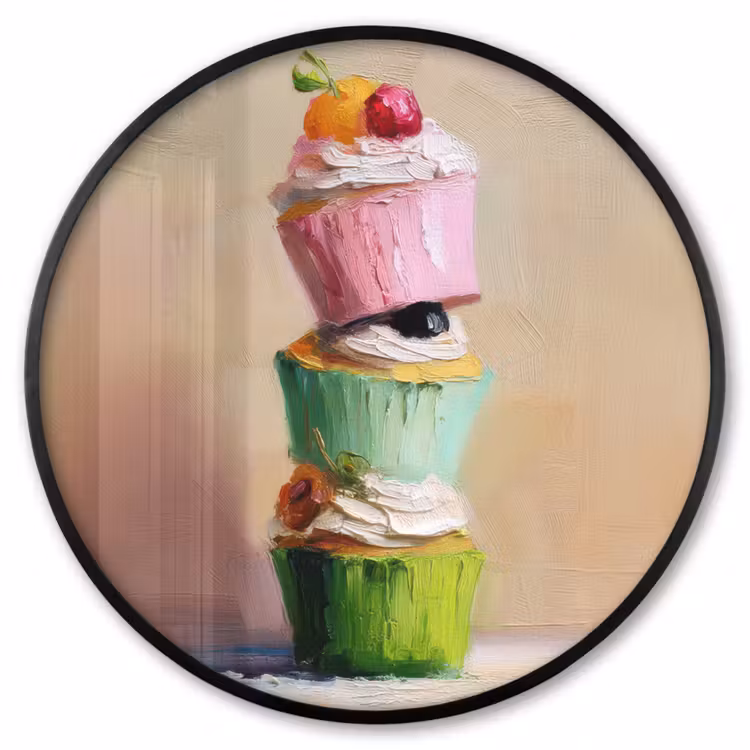 Ronde fotolijst - Cupcakes - Gestapeld - Kleurrijk - Fruit — 1