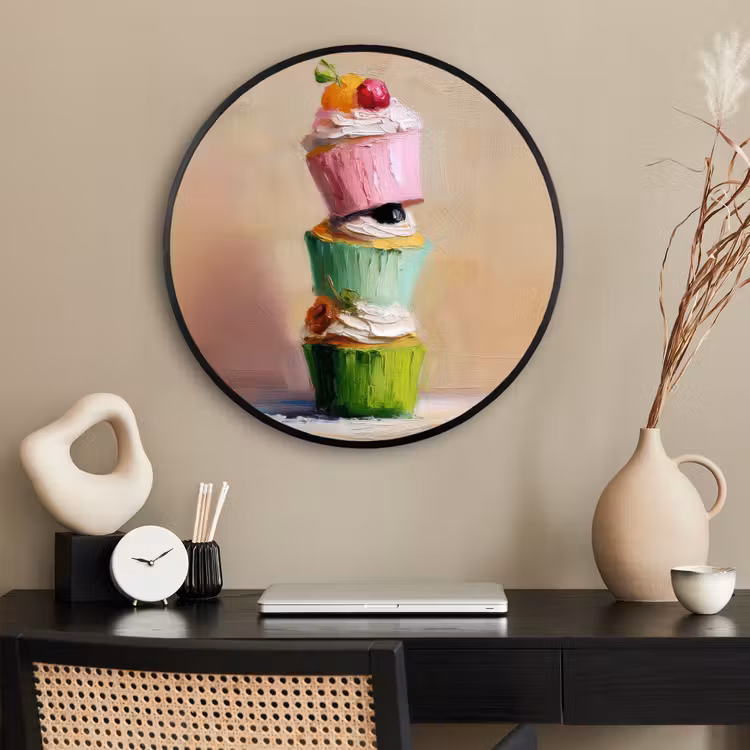 Ronde fotolijst - Cupcakes - Gestapeld - Kleurrijk - Fruit — 2