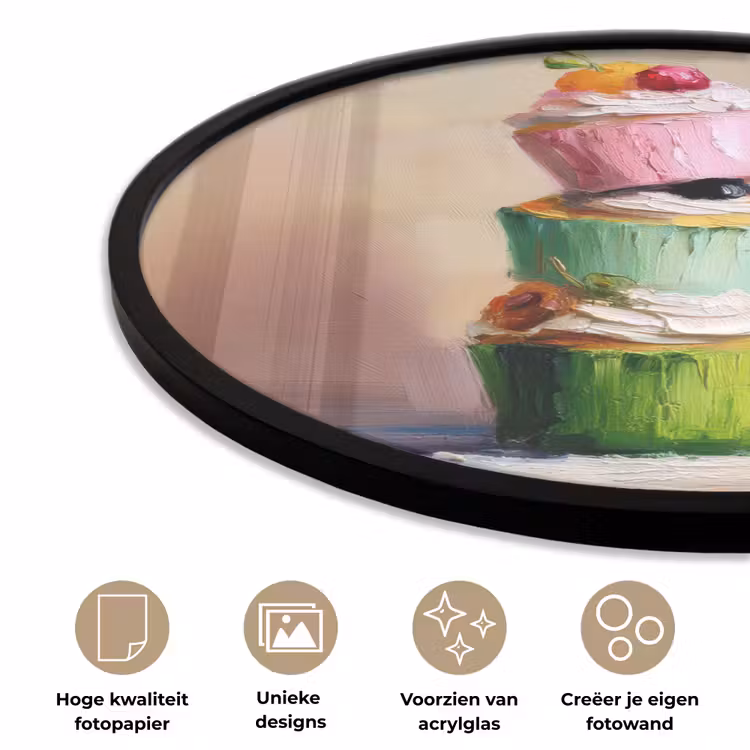 Ronde fotolijst - Cupcakes - Gestapeld - Kleurrijk - Fruit — 5
