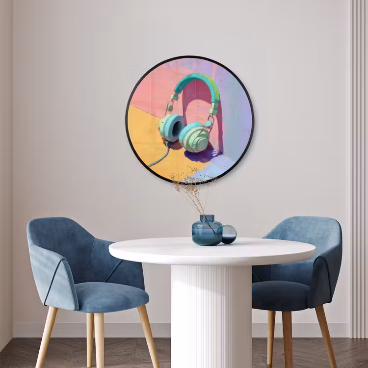 Ronde fotolijst - Koptelefoon - Mintgroen - Draad — 3