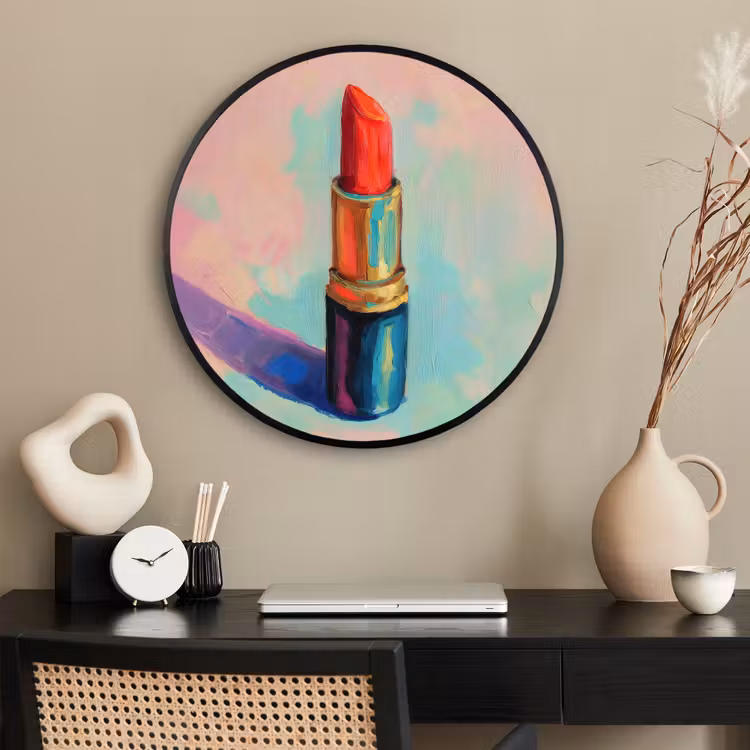 Ronde fotolijst - Lippenstift - Rood - Penseelstreken — 2