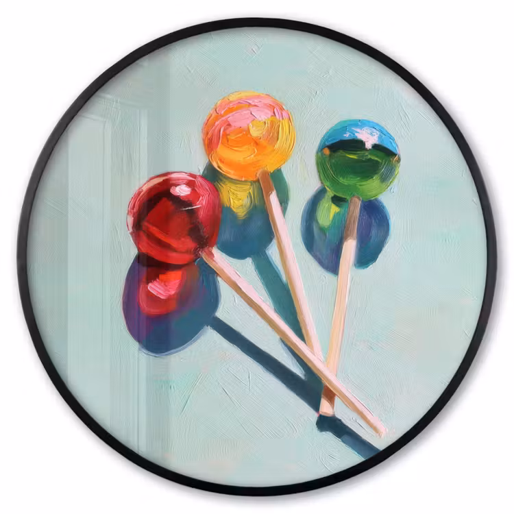 Ronde fotolijst - Lollys - Schaduw - Drie - Blauw — 1