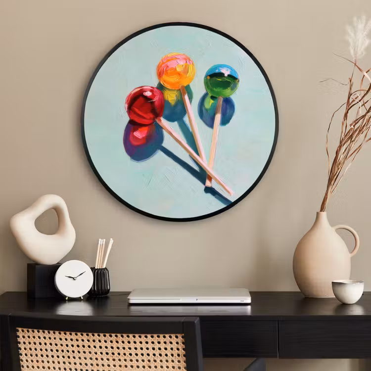 Ronde fotolijst - Lollys - Schaduw - Drie - Blauw — 2