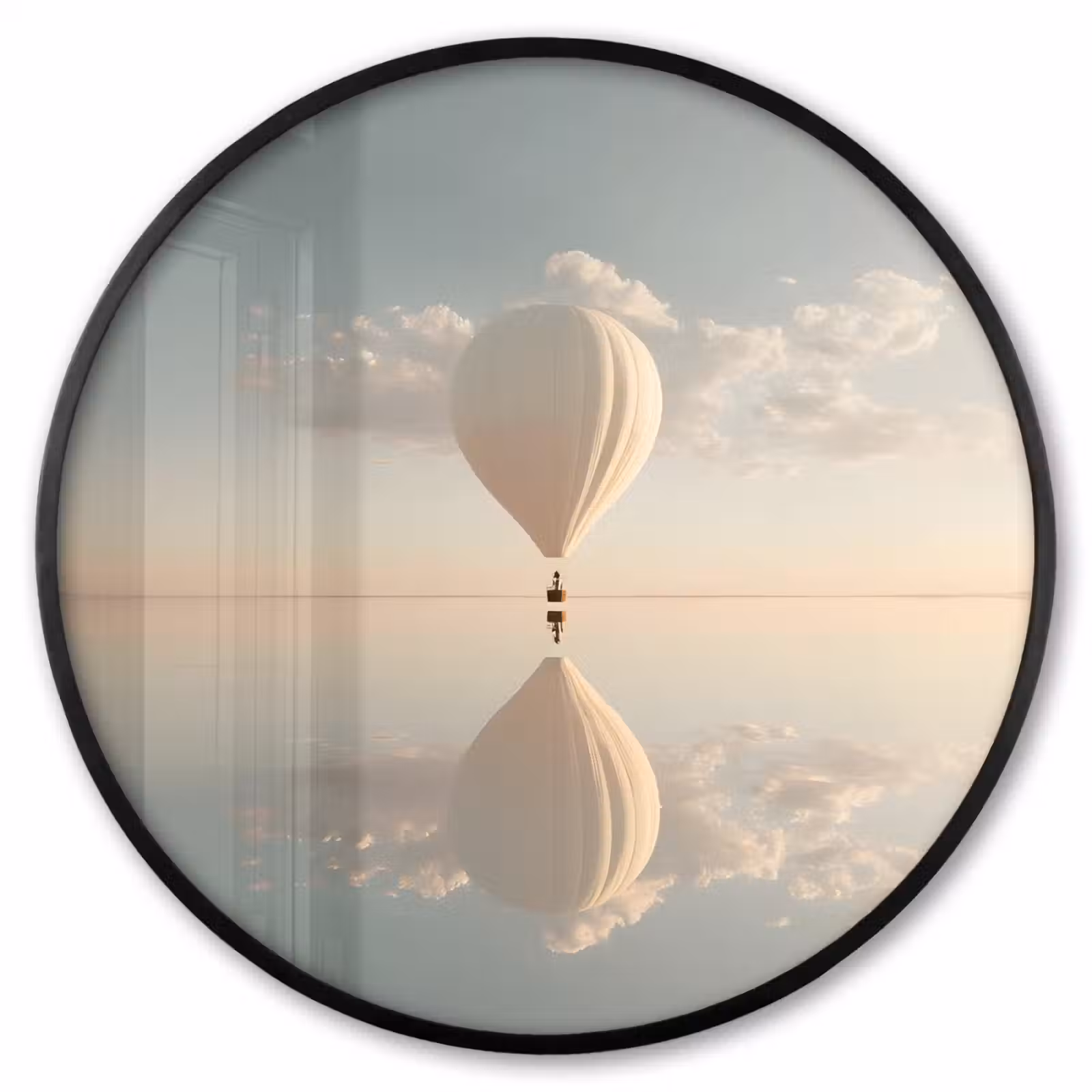 Ronde fotolijst - Luchtballon - Wolken - Water - Blauw — 1