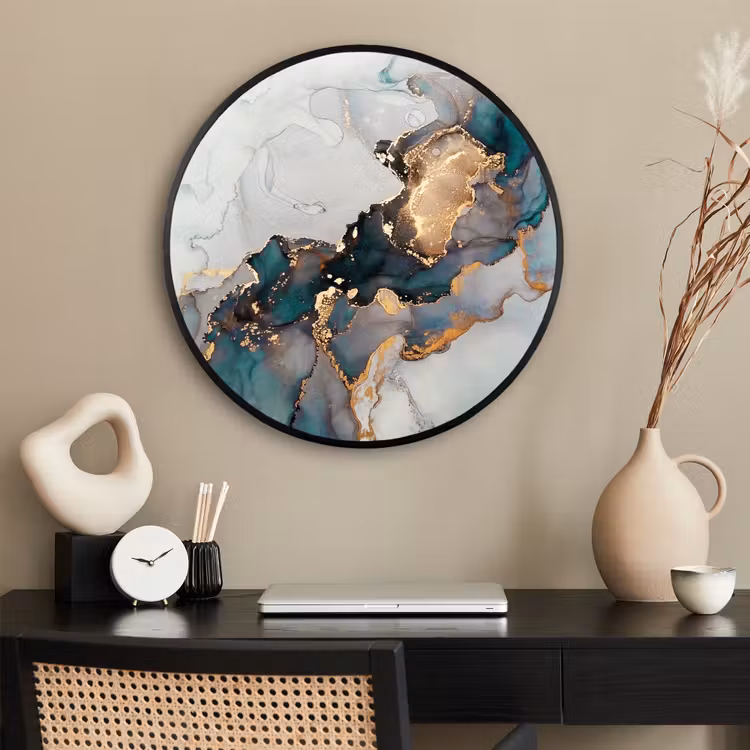 Ronde fotolijst - Blauw - Marmer - Goud — 2