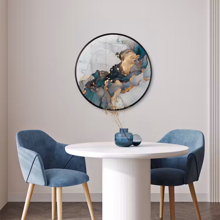 Ronde fotolijst - Blauw - Marmer - Goud — 3