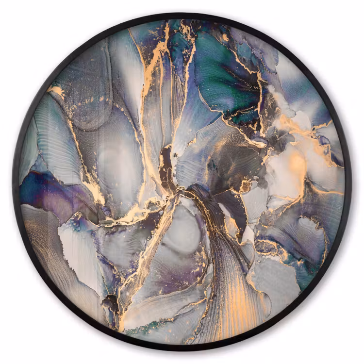 Ronde fotolijst - Goud - Blauw - Marmer — 1