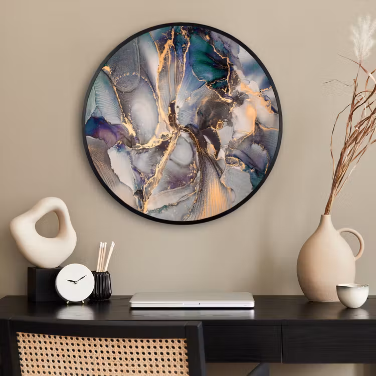 Ronde fotolijst - Goud - Blauw - Marmer — 2
