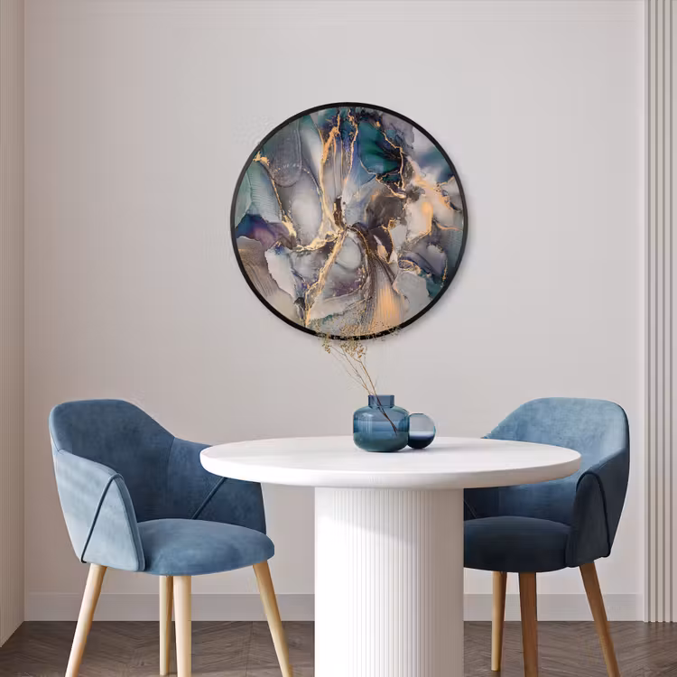 Ronde fotolijst - Goud - Blauw - Marmer — 3