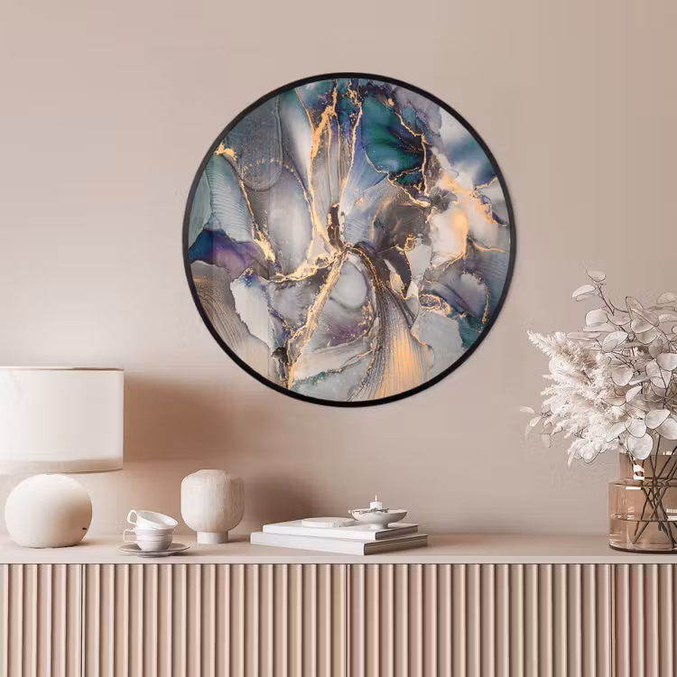 Ronde fotolijst - Goud - Blauw - Marmer — 4
