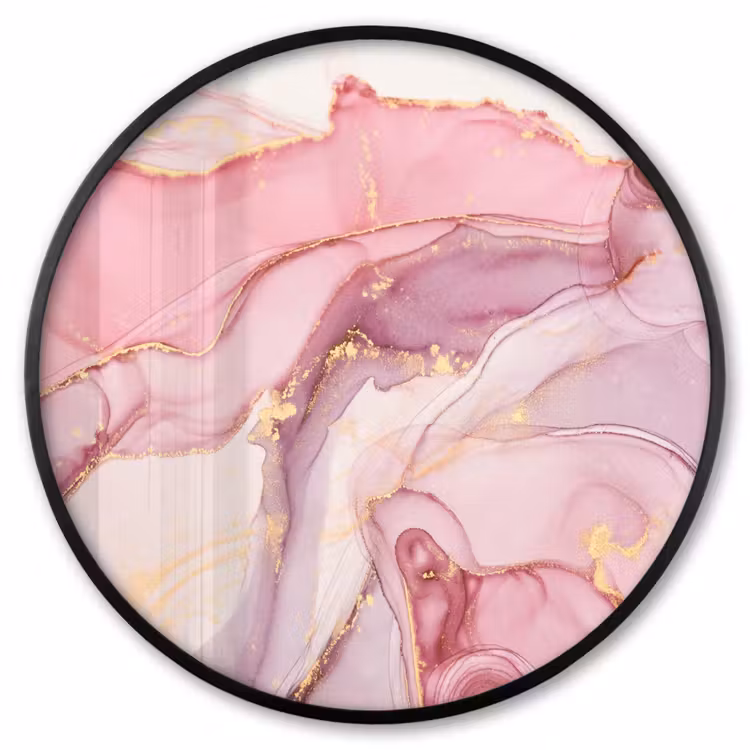 Ronde fotolijst - Goud - Marmer - Roze — 1