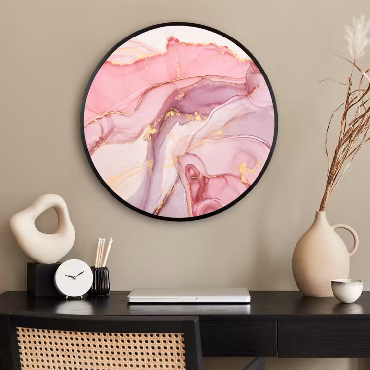 Ronde fotolijst - Goud - Marmer - Roze — 2