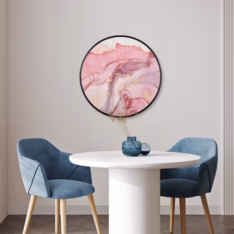 Ronde fotolijst - Goud - Marmer - Roze — 3