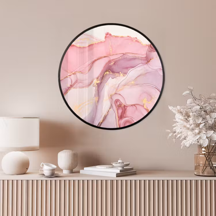 Ronde fotolijst - Goud - Marmer - Roze — 4